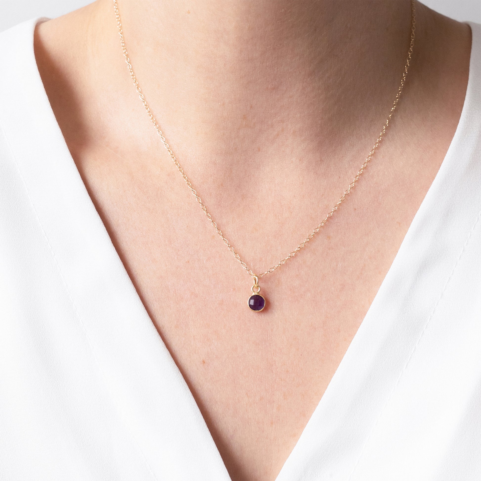 Gold Amethyst February Birthstone Necklace