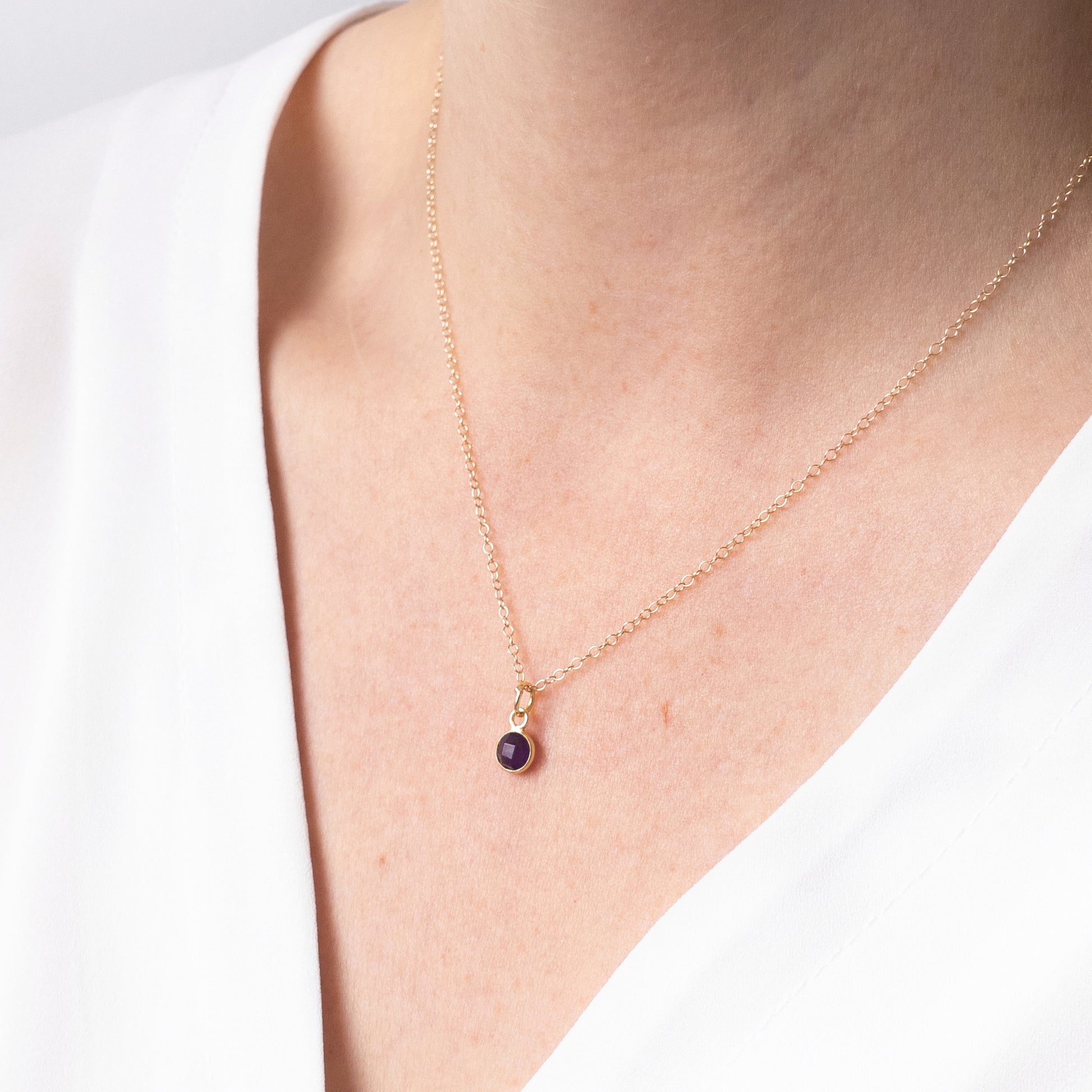 Gold Amethyst February Birthstone Necklace