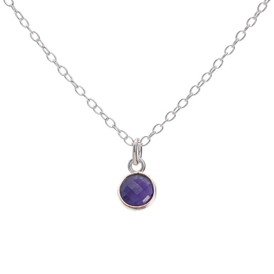 Silver Amethyst February Birthstone Necklace