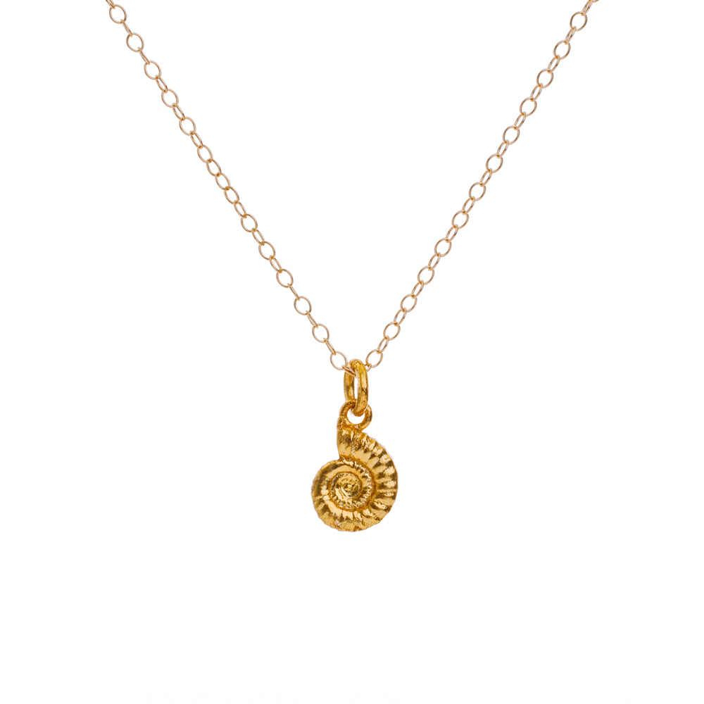 Gold Ammonite Fossil Necklace