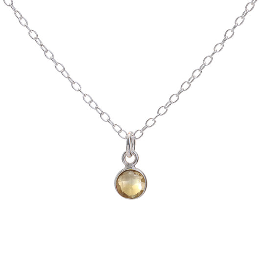 Silver Citrine November Birthstone Necklace