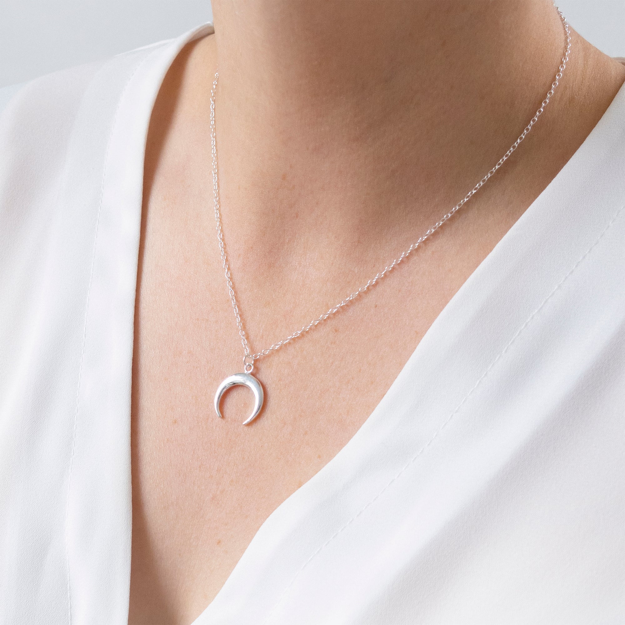 Silver crescent clearance moon necklace