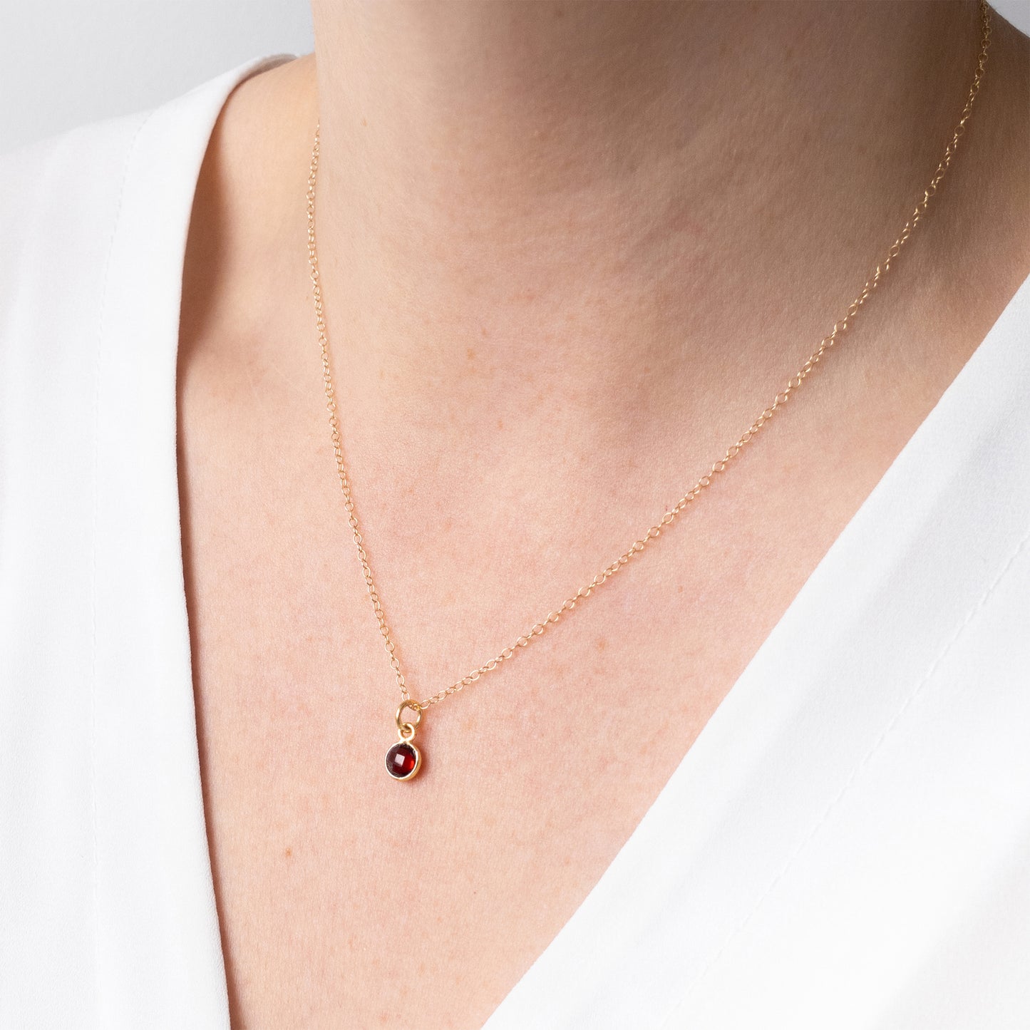 Gold Garnet January Birthstone Necklace