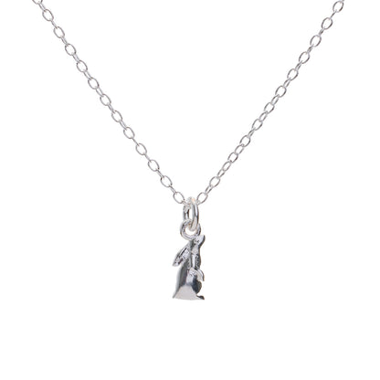 Silver Moon-Gazing Hare Charm Necklace