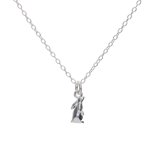 Silver Moon-Gazing Hare Charm Necklace