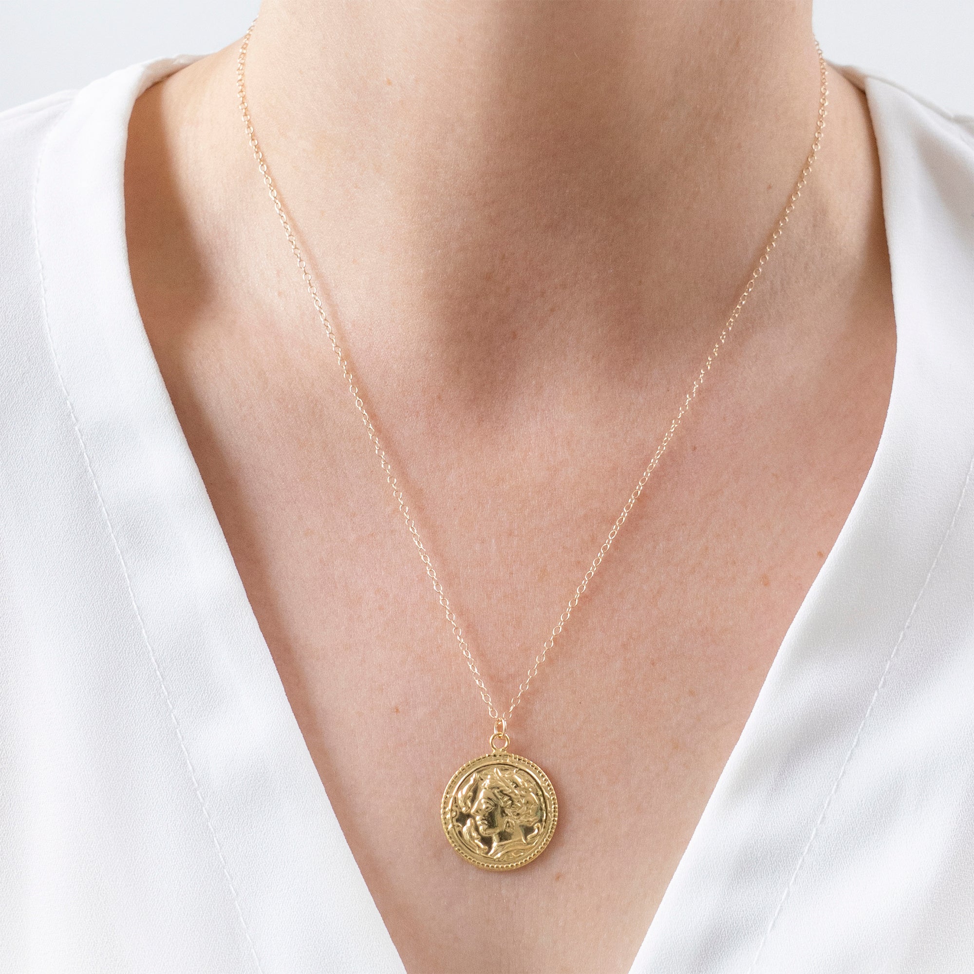 Gold roman clearance coin necklace