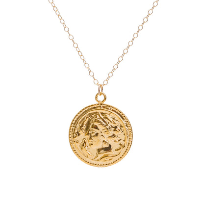 Gold Roman Coin Medallion Necklace