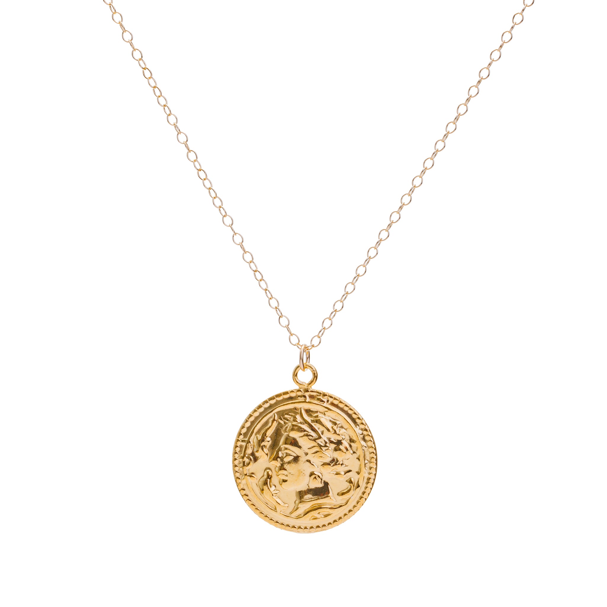 Gold coin medallion deals pendant