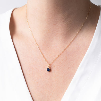 Gold Sapphire September Birthstone Necklace