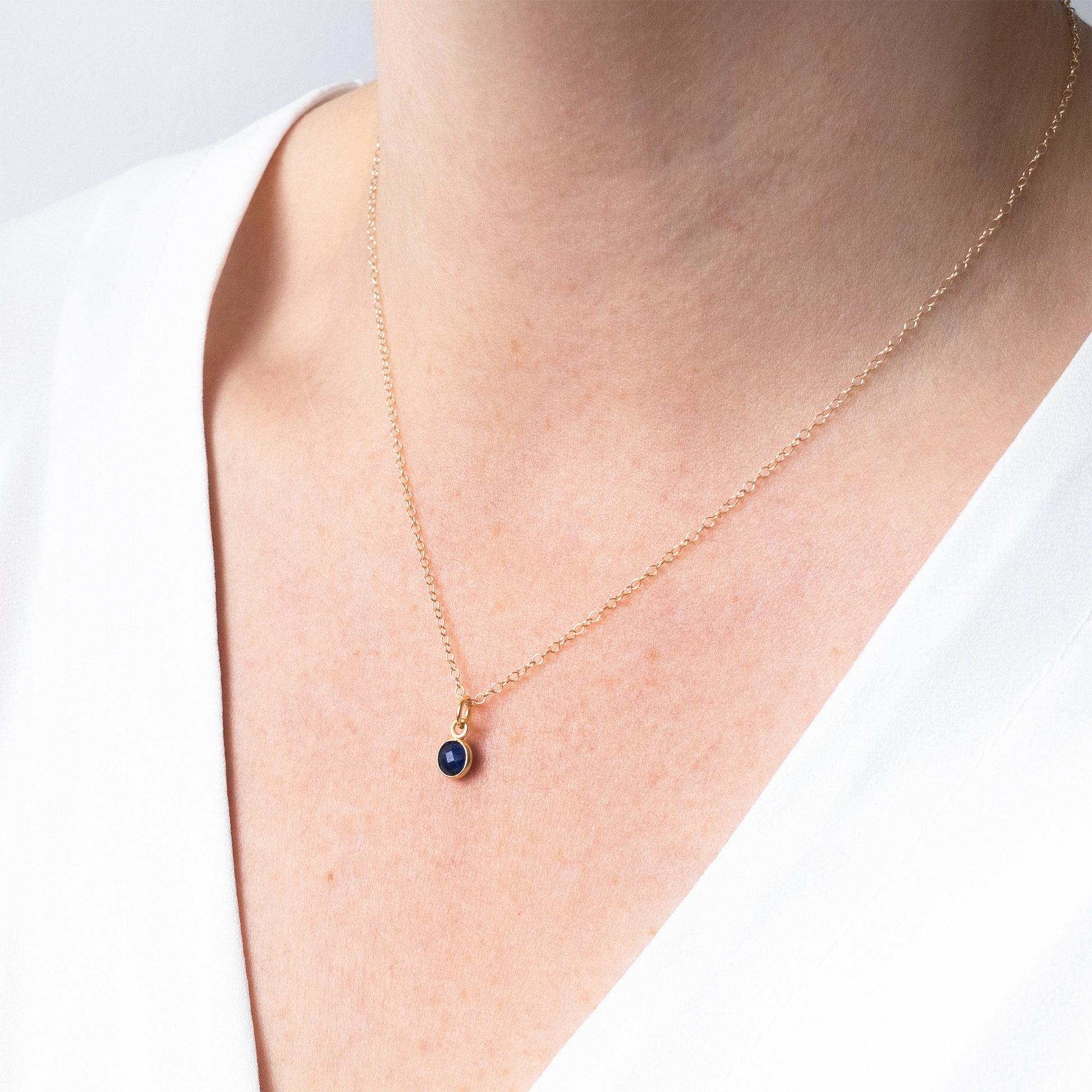 Gold Sapphire September Birthstone Necklace