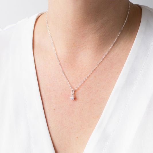 Silver Cubic Zirconia Star Necklace