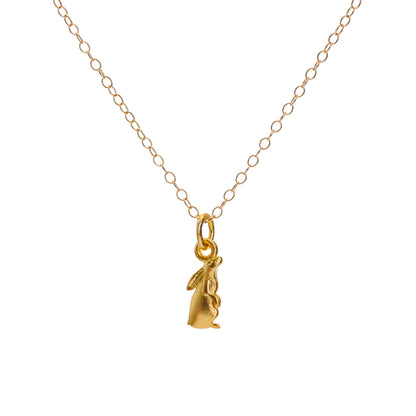 Gold Sun-Gazing Hare Charm Necklace