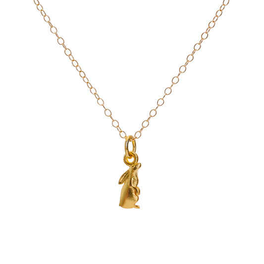 Gold Sun-Gazing Hare Charm Necklace