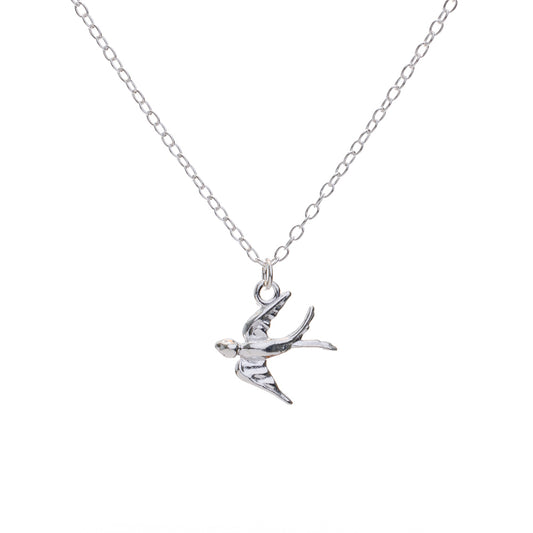 Silver Swallow Charm Necklace