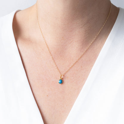 Gold Turquoise December Birthstone Necklace