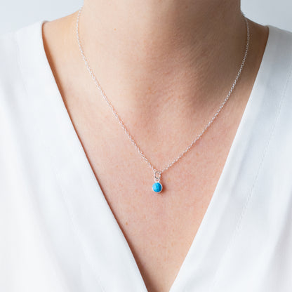 Silver Turquoise December Birthstone Necklace