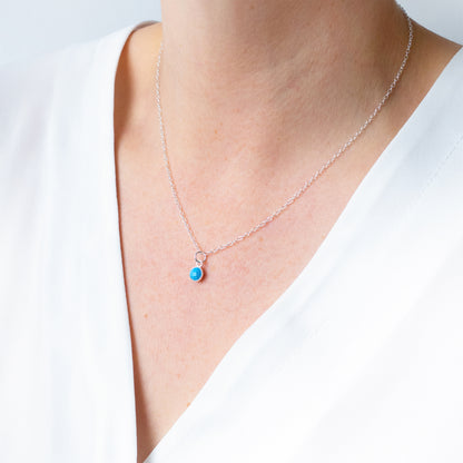 Silver Turquoise December Birthstone Necklace