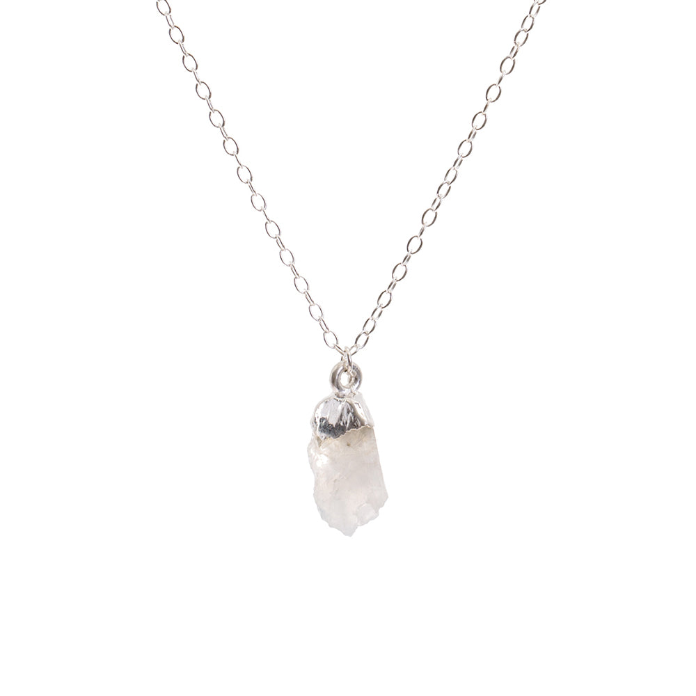 Silver Moonstone Raw Crystal Necklace